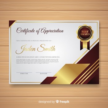 Elegant certificate template with golden style