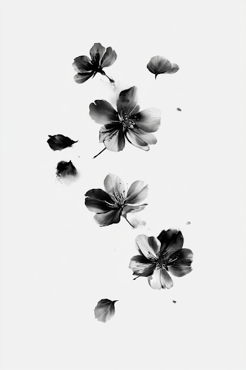 Elegant Cherry Blossom Sumi-e Tattoo Illustration