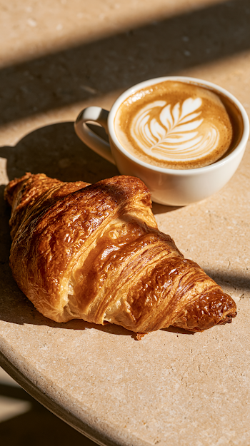 Elegant Coffee and Croissant Still Life