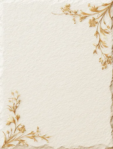 Elegant Cream Textured Paper with Gold Floral Accents Elegant Cream Textured Paper with Gold Floral Accents