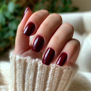 Elegant Dark Red Brown Manicure