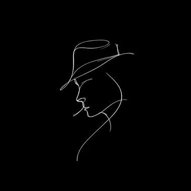 Elegant Detective Profile in Continuous Line Art Elegant Detective Profile in Continuous Line Art