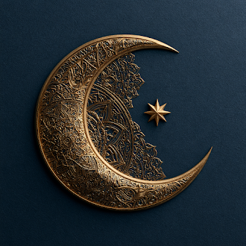 Elegant Eid al-Adha Design with Gold Geometric Patterns