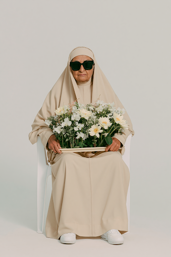 Elegant Elderly Arab Woman in Minimalist Portrait