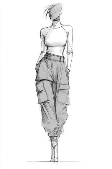 Elegant Fashion Design Sketch of a Modern Woman Elegant Fashion Design Sketch of a Modern Woman