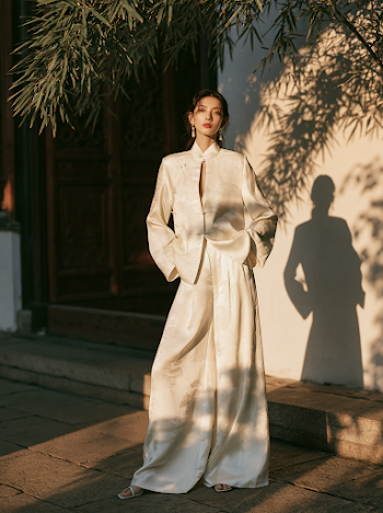Elegant Fashion in Classic Chinese Courtyard