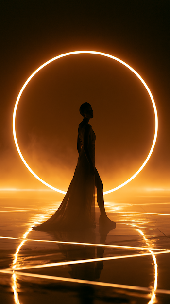 Elegant Female Silhouette in Glowing Light