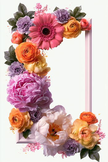 Elegant Floral Frame with Peonies and Gerbera Daisies