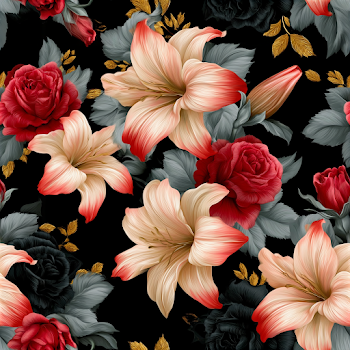 Elegant Floral Pattern on Black Background