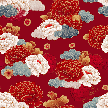 Elegant Floral Pattern on Crimson Background