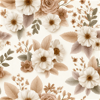 Elegant Floral Pattern with Cream and Soft Brown Elements