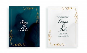 Elegant floral wedding card invitation template Free Vector