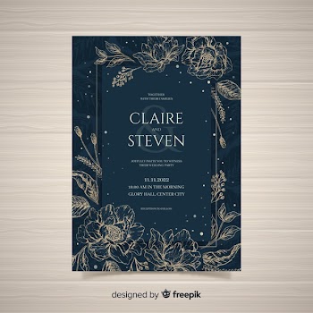 Elegant floral wedding invitation card Free Vector