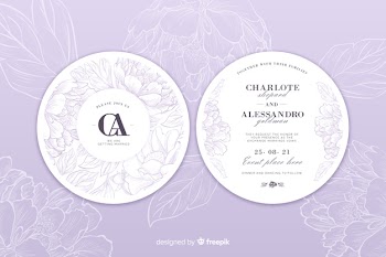 Elegant floral wedding invitation template Free Vector