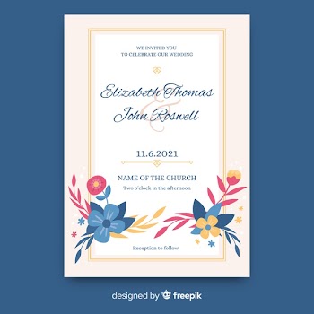 Elegant floral wedding invitation template Free Vector