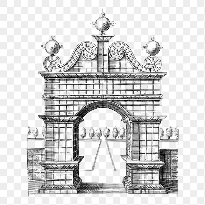 Elegant gate png sticker illustration, | Free PNG - rawpixel