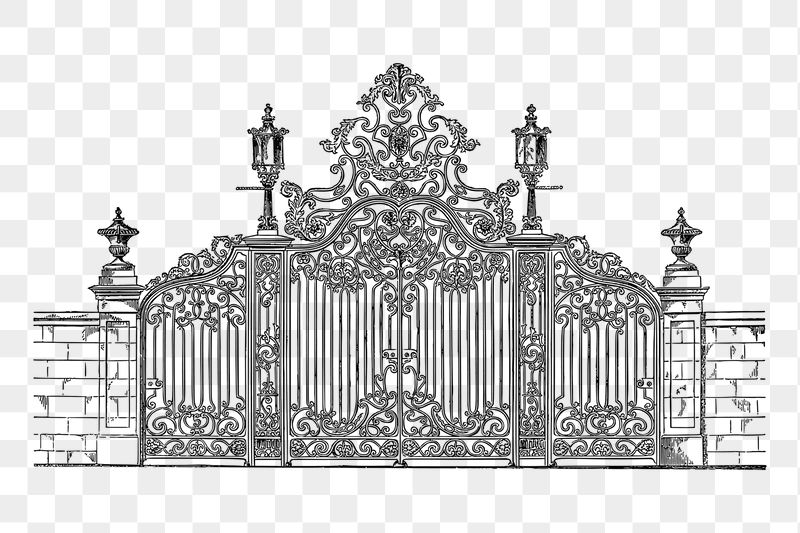 Elegant gate png sticker illustration, | Free PNG - rawpixel
