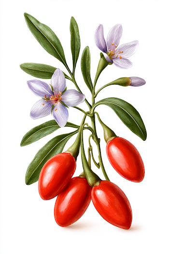 Elegant Goji Berry Plant Illustration