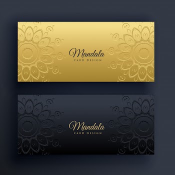 Elegant gold and black mandala banners Free Vector
