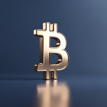 Elegant Gold Bitcoin Symbol on Navy Blue Background