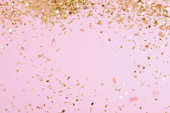 Elegant Gold Confetti on Pastel Pink Background