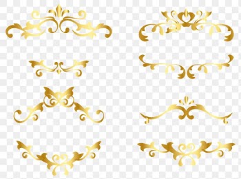 Elegant gold ornamental frame png sticker set