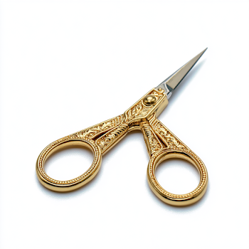 Elegant Gold Scissors on White Background