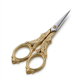 Elegant Gold Scissors on White Background