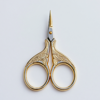 Elegant Gold Scissors on White Background