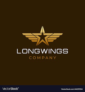 elegant gold wing star logo design