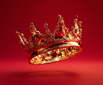 Elegant Golden Crown on Red Background