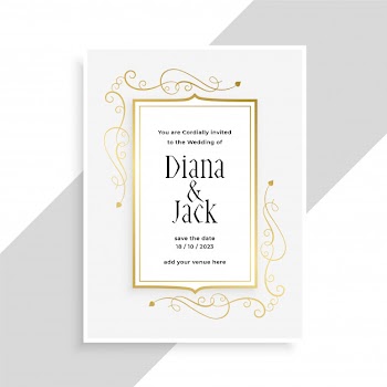 Elegant golden floral frame wedding invitation card design Free Vector