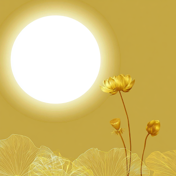 Elegant Golden Lotus Flowers Against Radiant Sun