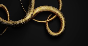 Elegant Golden Snake Sculpture against Dark Background