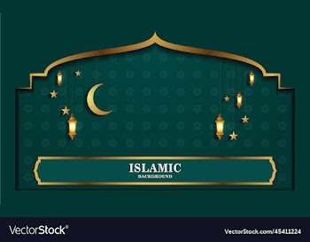 elegant green islamic background with lights and m