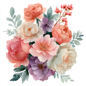 Elegant Hand-Painted Watercolor Flower Bouquet