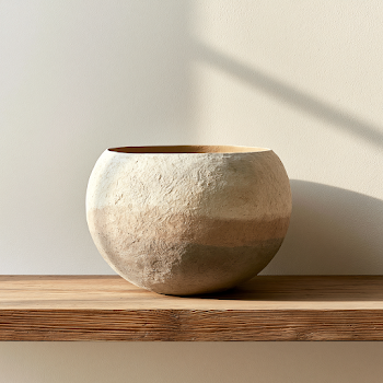 Elegant Handcrafted Bicolore Papier-Mâché Pot