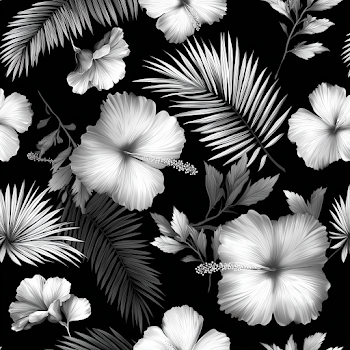 Elegant Hibiscus and Palm Leaves Pattern