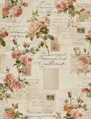 Elegant High-Society Salon Wallpaper with Rose Sprays