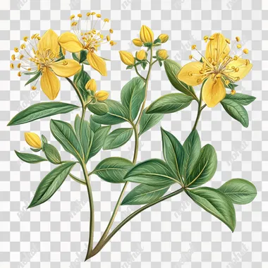 Elegant Hypericum Plant Illustration