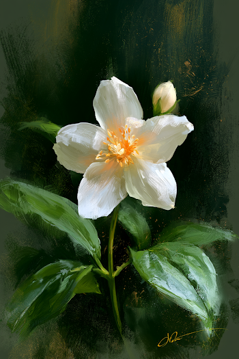 Elegant Jasmine Flower in Monet Style
