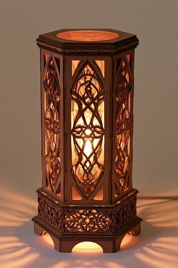 Elegant Laser-Cut Wooden Lamp