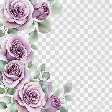 Elegant Lavender Rose Watercolor Border Design