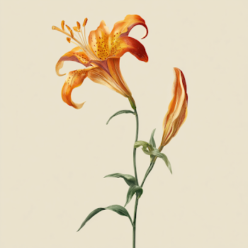 Elegant Light Orange Lily Botanical Illustration