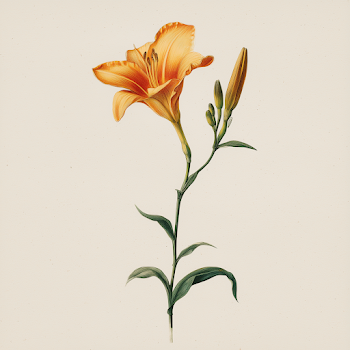 Elegant Light Orange Lily in Botanical Style
