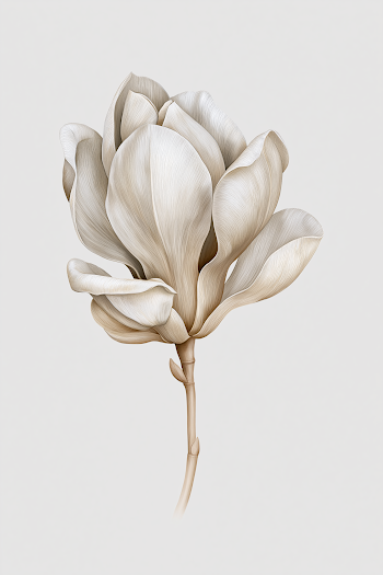 Elegant Magnolia Blossom in Ivory and Champagne Tones