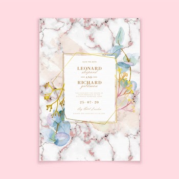 Elegant marble wedding invitation template Free Vector