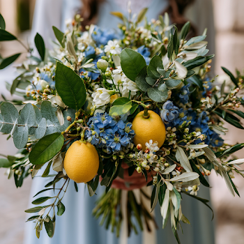 Elegant Mediterranean Lemon and Flower Bouquet
