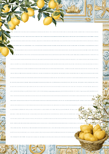 Elegant Mediterranean Lemon-Themed Notepad Page