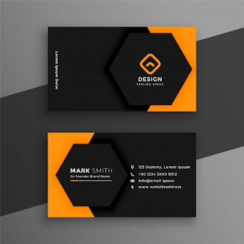 Elegant minimal black and yellow business card template Free Vector
